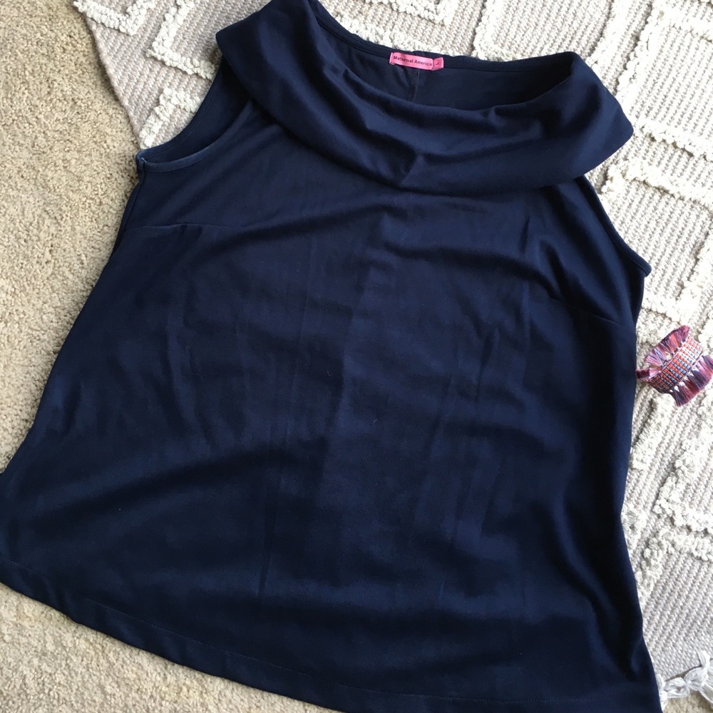 Maternal America Navy Sleeveless Swing Top Large